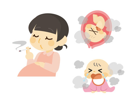 タバコを吸っていて胎児や赤ちゃん悪影響を与えている女性
